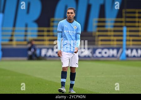 Manchester, Großbritannien. Oktober 2024. Kaden Braithwaite von Manchester City während des UEFA Youth League-Spiels Manchester City gegen Sparta Prag im Joie Stadium, Manchester, Vereinigtes Königreich, 24. Oktober 2024 (Foto: Cody Froggatt/News Images) in Manchester, Vereinigtes Königreich am 23.10.2024. (Foto: Cody Froggatt/News Images/SIPA USA) Credit: SIPA USA/Alamy Live News Stockfoto