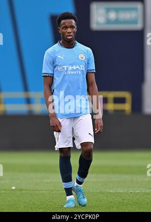 Manchester, Großbritannien. Oktober 2024. Justin Oboavwoduo von Manchester City während des UEFA Youth League-Spiels Manchester City gegen Sparta Prag im Joie Stadium, Manchester, Vereinigtes Königreich, 24. Oktober 2024 (Foto: Cody Froggatt/News Images) in Manchester, Vereinigtes Königreich am 23.10.2024. (Foto: Cody Froggatt/News Images/SIPA USA) Credit: SIPA USA/Alamy Live News Stockfoto