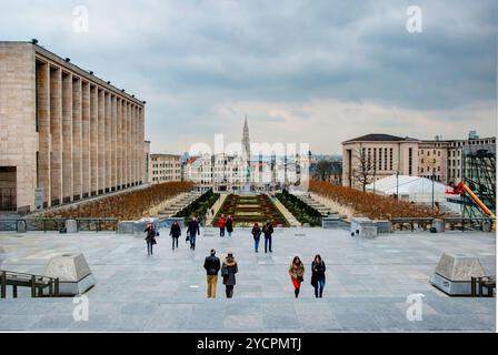 Brüssel, Belgien - März 15: Monts des Arts und Skyline von Brüssel, Hauptstadt von Belgien am 15. März 2015 Stockfoto