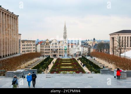 Brüssel, Belgien - März 15: Monts des Arts und Skyline von Brüssel, Hauptstadt von Belgien am 15. März 2015 Stockfoto