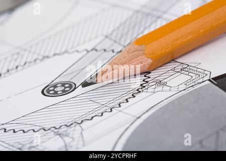 Zeichendetails und Bleistift Stockfoto