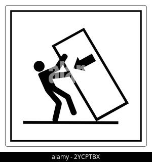 Dieses Symbol zeigt eine Person, die ein großes Objekt schiebt, mit einem Pfeil, der die Richtung anzeigt. Sie repräsentiert Aufwand, Arbeit und körperliche Aktivität in verschiedenen Ko Stock Vektor