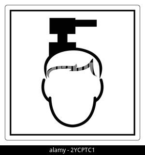 Ein elegantes Symbol mit Haarpflegepumpe über einer stilvollen männlichen Silhouette. Perfekt zur Illustration von Pflegeprodukten und Kosmetikprodukten in minimalistischem Stil. Stock Vektor