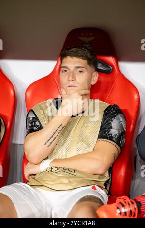 Lisboa, Portugal. Oktober 2024. Benjamin Rollheiser aus Benfica wurde während des Spiels der UEFA Champions League zwischen Benfica und Feyenoord im Estadio Sport Lisboa e Benfica gesehen. Endpunktzahl: Benfica 1:3 Feyenoord. (Foto: Nuno Branco/SOPA Images/SIPA USA) Credit: SIPA USA/Alamy Live News Stockfoto