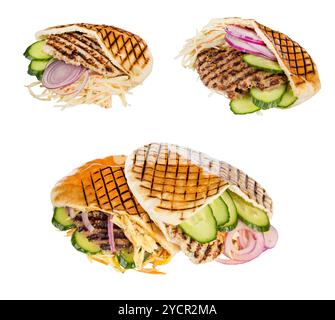 Fastfood-Fleisch mit Gemüse in Pita Stockfoto