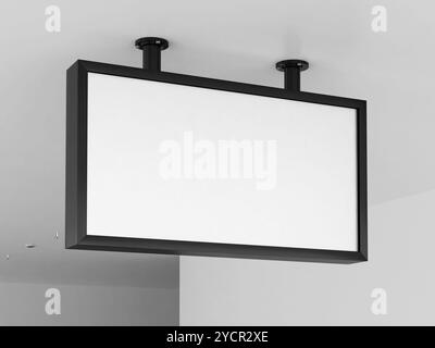 Realistisches leeres weißes hängendes Schild Landscape Mockup 3D Stockfoto