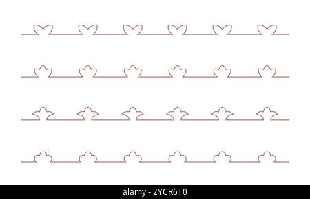 Einfache Linie mit arabischem Muster. Ramadan kareem arabischer Vektorteiler mit Form der abstrakten Blume, Tulpe. Stock Vektor