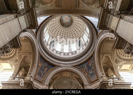 Innenansicht der Kuppel, National Hall of Fame Panthéon, Montagne Sainte-Geneviève, Hügel von Saint Genevieve, Paris, Frankreich, Europa Stockfoto