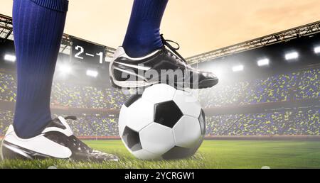 Beine von Fußball- oder Fußballspielern Stockfoto