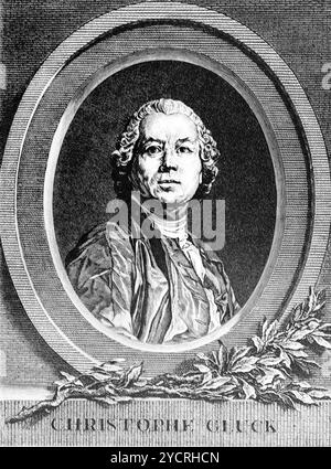 Christoph Willibald von Gluck (1714–1787), 1756 päpstliche Ernennung zum Ritter von Gluck, zahlreiche Besuche in Österreich, Italien, England, berühmte Opernkomposition Stockfoto