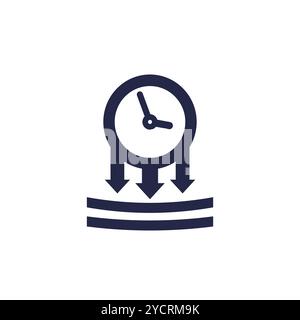 Druck-, Aufprallsymbol mit Uhr Stock Vektor