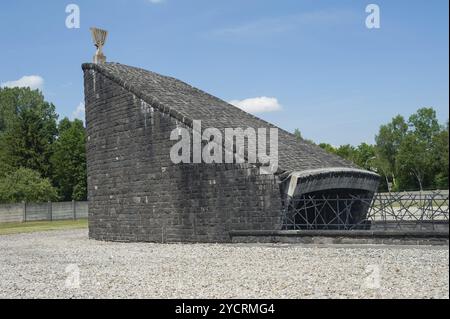 03.06.2017, Dachau, Bayern, Deutschland, Europa, jüdische Gedenkstätte an der Gedenkstätte des Konzentrationslagers Dachau. Dachau war das erste Konzentrationslager Stockfoto