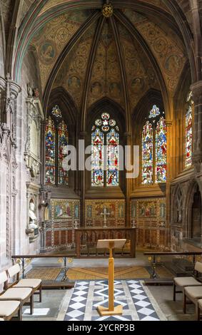 Chester, Großbritannien, 26. August 2022: Detailansicht einer der Seitenkapellen in der historischen Kathedrale von Chester in Cheshire, Europa Stockfoto