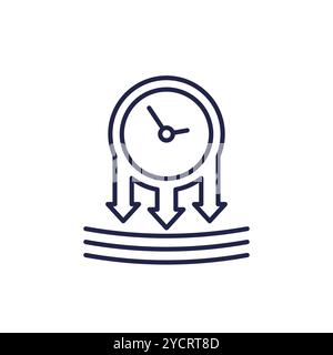 Symbol für Druck- oder Aufprallleitung mit einer Uhr Stock Vektor