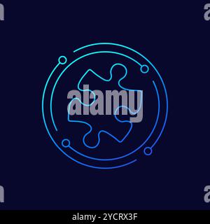 Puzzleteil-Symbol in linearem Design Stock Vektor