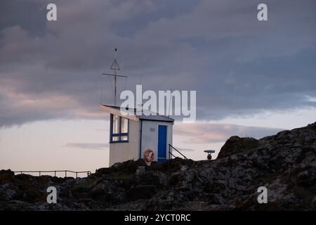 Starthaus auf Felsen am Hafen von North Berwick, East Lothian, Schottland, Großbritannien Stockfoto
