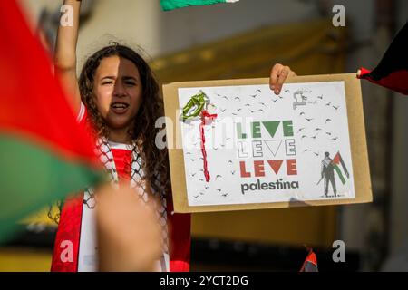 Tunis, Tunesien. 27. Mai 2024. Tunesier gehen auf die Straße, um gegen den tödlichen israelischen Angriff auf Rafah am Sonntag, den 26. Mindestens 45 Menschen wurden getötet und Hunderte weitere verletzt, von denen viele schwere Verbrennungen erlitten haben, als israelische Truppen über Nacht ein Lager in Rafah für Binnenvertriebene Palästinenser streikten. Israel startete am Sonntag den Angriff Rafah nach einem Raketenangriff auf Tel Aviv aus Gaza. In Tunis riefen die Demonstranten zur israelischen Militäroffensive im Gazastreifen auf und beenden sie den anhaltenden "Völkermord" in der palästinensischen Enklave Stockfoto