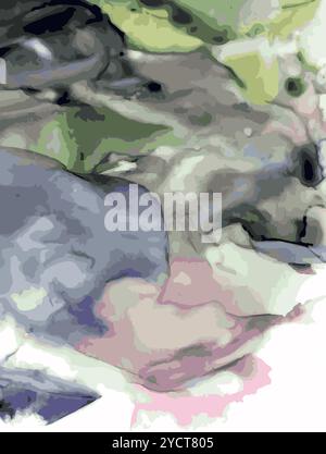 Abstrakter Aquarellhintergrund in Grau- und Rosa-Tönen. Vektorabbildung. Grunge-Textur zum Gestalten von Postkarten und Flugblättern. Stock Vektor