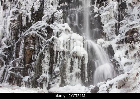 Radauer Wasserfall, gefrorener Wasserfall, Winter, Harz, Niedersachsen, Deutschland Stockfoto