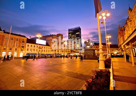 Hauptstadt von Kroatien Zagreb wichtigsten quadratische Abend Ansicht Stockfoto