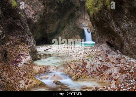 Almbachklamm, Herbst, Berchtesgadener Land, Bayern, Deutschland Stockfoto