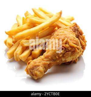 Pommes Hühnchen isoliert Stockfoto