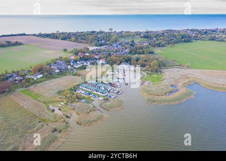 Blick auf den Hafen von Ahrenshoop, Mecklenburg-Vorpommern, Deutschland Stockfoto