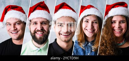 Menschen tragen Weihnachtsmütze Stockfoto