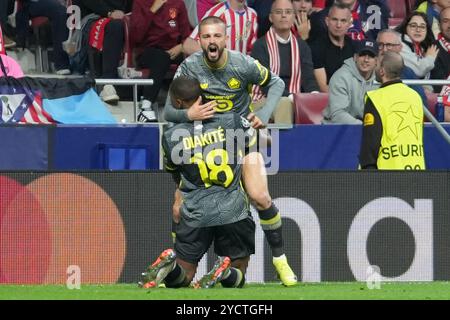 Madrid, Spanien. Oktober 2024. 23. Edon Zhegrova von LOSC Lille während der UEFA Champions League, League-Phase, des Fußballspiels am 3. Spieltag zwischen Atletico de Madrid und LOSC Lille am 23. Oktober 2024 im Stadion Cívitas Metropolitano in Madrid, Spanien. Foto: Laurent Lairys/ABACAPRESS. COM Credit: Abaca Press/Alamy Live News Stockfoto