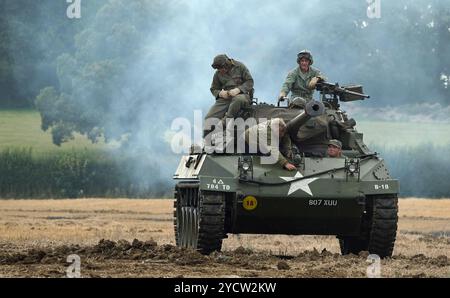 Die M18 Hellcat (offiziell als 76 mm Gun Motor Carriage M18 oder M18 GMC bezeichnet) ist ein Panzerzerstörer, der von der US-Armee im Zweiten Weltkrieg eingesetzt wurde Stockfoto