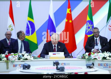 Kasan, Russland. Oktober 2024. Der russische Präsident WLADIMIR PUTIN nimmt an der Sitzung des BRICS-Gipfels im schmalen Format in Kasan Teil. (Credit Image: © Iranian Presidency via ZUMA Press Wire) NUR REDAKTIONELLE VERWENDUNG! Nicht für kommerzielle ZWECKE! Stockfoto