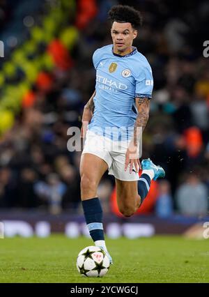 Manchester, Großbritannien. Oktober 2024. Nico OÕReilly aus Manchester City während des Spiels der UEFA Champions League im Etihad Stadium in Manchester. Der Bildnachweis sollte lauten: Andrew Yates/Sportimage Credit: Sportimage Ltd/Alamy Live News Stockfoto