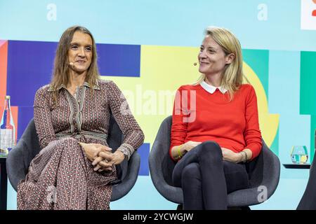 Medientalk mit Nicole Agudo Berbel li., Geschaeftsfuehrerin Joyn GmbH, und Evelyn Rothblum Re., Sky Deutschland, waehrend der Medientage am Mittwoch 23.10.2024 in München. Die Medientage München sind ein jaehrlich stattfindender Kongress der Kommunikationsbranche mit angeschlossener Messe. NUR REDAKTIONELLE VERWENDUNG *** Media Talk mit Nicole Agudo Berbel Left, Geschäftsführer Joyn GmbH, und Evelyn Rothblum Right, Sky Germany, während der Media Days am Mittwoch, 23 10 2024 in München die Media Days München sind ein jährlicher Kongress für die Kommunikationsbranche mit einem dazugehörigen Messe-EDITORIAL Stockfoto