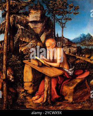 St. Jerome in der Wildnis von Lucas Cranach dem Älteren um 1515 Stockfoto