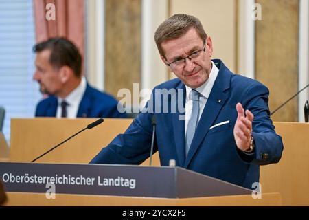 Linz, Österreich. Oktober 2024. LINZ, ÖSTERREICH - 24. OKTOBER: LR Markus Achleitner (VP) waehrend der 29. Sitzung des Oberoesterreichischen Landtags im Landhaus Linz am 24. Oktober 2024 in Linz, Österreich.241024 SEPA 20 063 - 20241024 PD3966 Credit: APA-PictureDesk/Alamy Live News Stockfoto