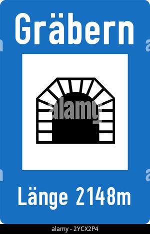 Tunnel, Informationsschilder, Straßenverkehrsordnung in Österreich Stock Vektor