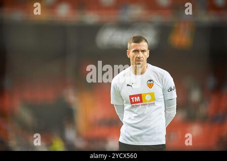 Valencia, Spanien. Oktober 2024. Jaume Domenech von Valencia CF in Aktion während der Liga EA Sport Regular Season Runde 10 im Mestalla Stadium. Ergebnis: Valencia CF 2:3 Union Deportiva Las Palmas SAD Credit: SOPA Images Limited/Alamy Live News Stockfoto