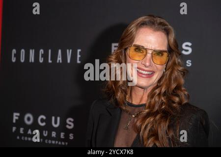 23. Oktober 2024, Nova Iorque, Nova Iorque, Estados Unidos: (novo) Estreia de „conclave“ em nova york. 23 de outubro de 2024, nova york, nova york, eua: brooke Shields comparece a estreia de "conclave" em nova york em 23 de outubro de 2024 na cidade de nova york. (credito: M10s/thenews2) (Credit Image: © Ron Adar/TheNEWS2 via ZUMA Press Wire) NUR ZUR REDAKTIONELLEN VERWENDUNG! Nicht für kommerzielle ZWECKE! Stockfoto