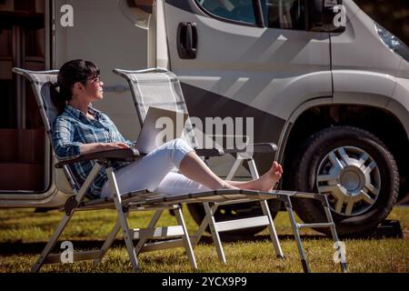 Familienurlaub, Urlaubsreise im Wohnmobil RV Stockfoto