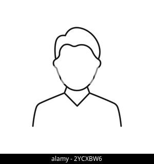 Symbol „Man Outline“. Basic Male Avatar Line Symbol mit kurzen Haaren und Kragen. Abbildung Des Isolierten Vektors Stock Vektor
