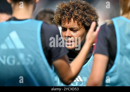 Heraklion, Griechenland. Oktober 2024. Kassandra Missipo (23) aus Belgien, die während des Spieltags-1-Trainings vor einem Spiel zwischen den Nationalmannschaften Griechenlands und Belgiens, die Red Flames beim ersten Play-off der UEFA-Qualifikationsspiele für Frauen 2023-24, am Donnerstag, den 24. Oktober 2024, in Heraklion, Griechenland, dargestellt wurde. Quelle: Sportpix/Alamy Live News Stockfoto