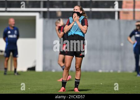 Heraklion, Griechenland. Oktober 2024. Jarne Teulings (18) aus Belgien, die während des Spieltags-1-Trainings vor einem Spiel zwischen den Nationalmannschaften Griechenlands und Belgiens im ersten Play-off des UEFA-Qualifikationswettbewerbs für Frauen 2023-24 am Donnerstag, den 24. Oktober 2024, in Heraklion, Griechenland, dargestellt wurde. Quelle: Sportpix/Alamy Live News Stockfoto