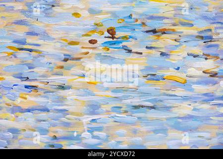 Blauer Hintergrund mit Ölfarbe. Schöne Nahaufnahme-Pinselstriche. Stockfoto