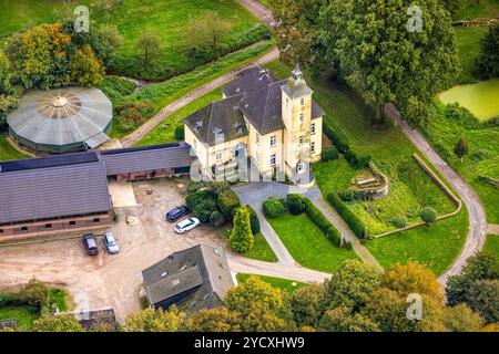 Luftbild, Haus Schwarzenstein, ehemaliger Rittersitz und historische Sehenswürdigkeiten, Drevenack, Hünxe, Niederrhein, Nordrhein-Westfalen, Deutschland ACHTUNGxMINDESTHONORARx60xEURO *** Luftansicht, Haus Schwarzenstein, ehemaliger Rittersitz und historisches Wahrzeichen, Drevenack, Hünxe, Niederrhein, Nordrhein-Westfalen, Deutschland ATTENTIONxMINDESTHONORARx60xEURO Stockfoto