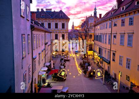 Grazer Innenstadt Weihnachtsmarkt Sonnenuntergang Stockfoto