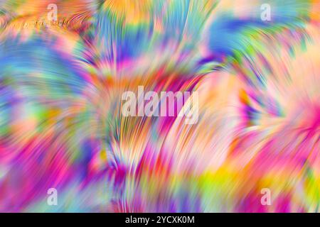 Ein farbenprächtiges abstraktes Bild mit einer Mischung aus hellen Farbtönen in einem dynamischen, verschwommenen Muster, ideal für lebendige Hintergrunddesigns. Stockfoto
