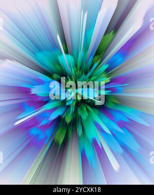 Eine atemberaubende Illustration mit einem explosiven Anstoß lebendiger Farben in einem 3D-Rendering, perfekt für dynamische und lebendige visuelle Kreationen Stockfoto