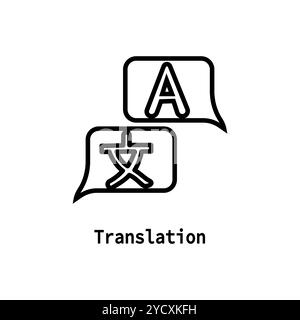 Übersetzen Sie Design-Logo-Vorlage Illustartion. Zeilenvektor-Translator-Zeichen, Symbol für Web und Mobilgerät Stock Vektor
