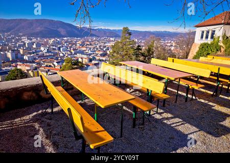 Aussichtspunkt und Rastplatz der Stadt Graz auf dem Schlossberg Stockfoto