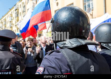 Oppositionsdemonstrationen vor der Amtseinführung von Präsident Wladimir Putin Stockfoto